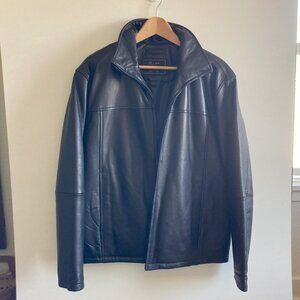 Jos. A. Bank Reserve Collection Mens Black Leather M Zip Jacket Butter Soft